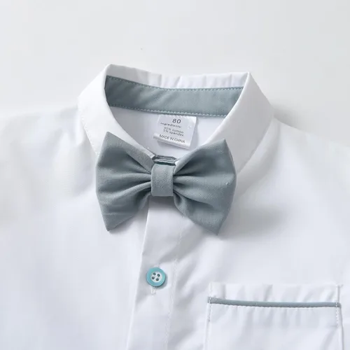 Vista 4 de Boarnseorl Conjunto de pantalones cortos, camisa + pantalones cortos + corbata de moño + tirantes