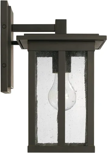 Vista 5 de Capital Lighting 943811OZ Barrett - Farol rectangular de pared para exteriores, cristal envejecido, 1 luz de 100 vatios, 12 pulgadas de alto x 7