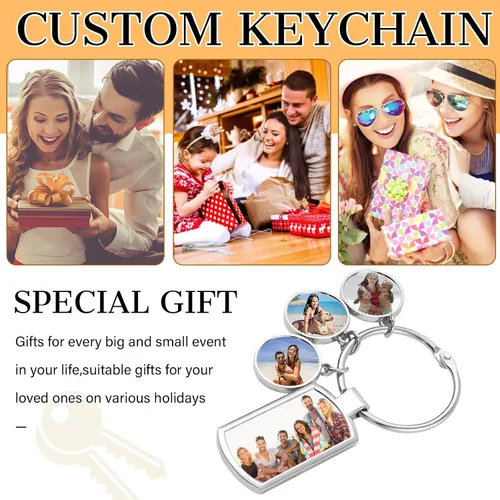 Vista 7 de Llavero personalizado con foto personalizada con foto, llaveros grabados para mujeres y hombres, regalo conmemorativo