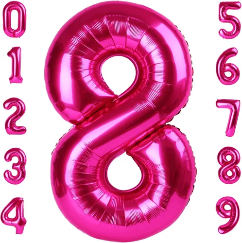 Vista 178 de Globos con números de 40 pulgadas, color negro, para decoraciones de cumpleaños de 10 a 100 años Jumbo 40In & Vibrant Color, With Hanging Holes