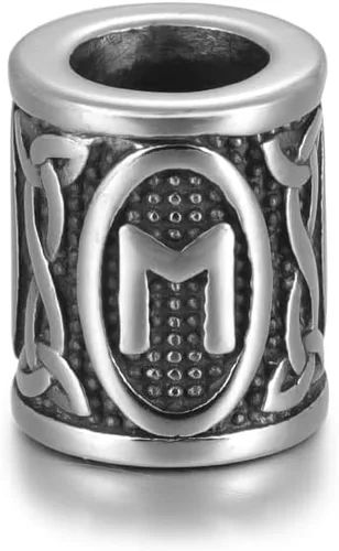Vista 6 de 5 cuentas vikingas de acero inoxidable, cuentas espaciadoras de metal, cuentas espaciadoras de agujero grande, cuentas de tubo de plata antigua