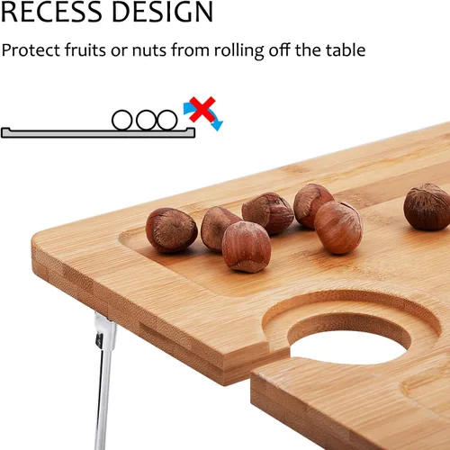 Vista 8 de Tirrinia Mesa Portátil de Picnic para Vino, Regalo de Vino Ideal para Mujeres y Hombres, Pequeña Mesa Plegable para Picnic al Aire Libre y Bandeja