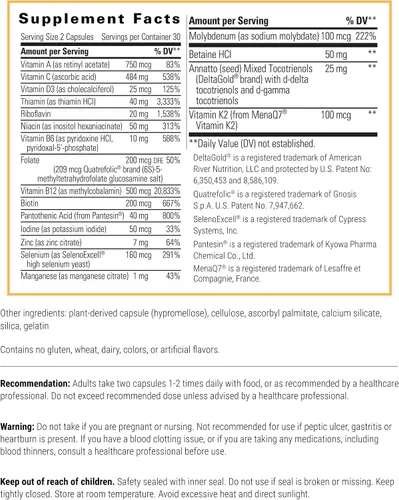 Vista 2 de Integrative Therapeutics ProThrivers Wellness Multivitamínico - Incluye vitamina A, C y B12 - Suplemento multivitamínico con minerales incluidos