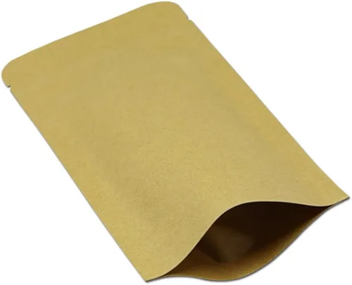 Vista 2 de Bolsa de Mylar de papel de estraza interior resellable con cierre de cremallera, bolsas de pie para embalaje con cremallera, candado de caramelo