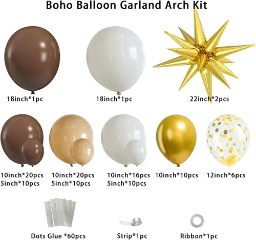Vista 2 de Brown Party Balloons,98 PCS Various sizes Boho Neutral Balloon