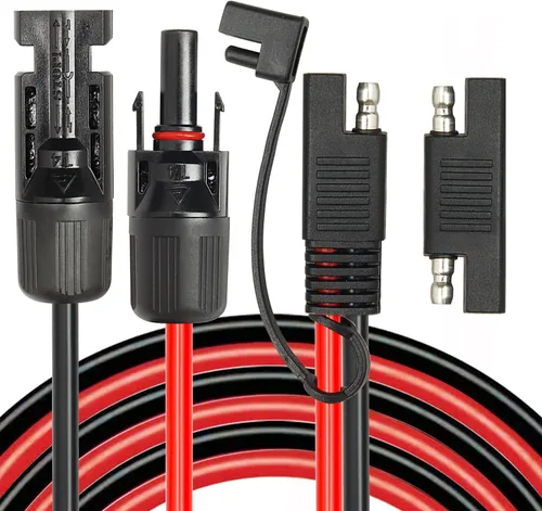 Vista 17 de 2 piezas de 1 pie de cable adaptador de panel solar a SAE - Cable de extensión de conector SAE 10AWG para kit de cargador de batería de panel solar