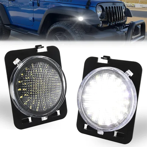 Vista 13 de Luces LED secuenciales de marcador lateral para guardabarros delanteros para J-e-e-p Wrangler JK 2007-2019, lámparas de marcador de parachoques