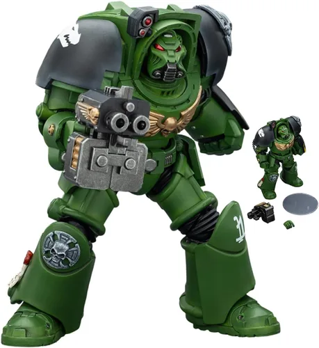 Vista 15 de JOYTOY Black Templars Warhammer 40k 1/18 Figura de acción Black Templars Terminator 1 con espada de poder y bolter de tormenta, regalos