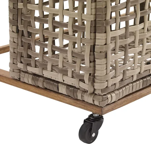 Vista 9 de Crosley Furniture Ridley - Organizador de mimbre para exteriores, para flotadores, cojines de muebles de patio, gris desgastado/marrón