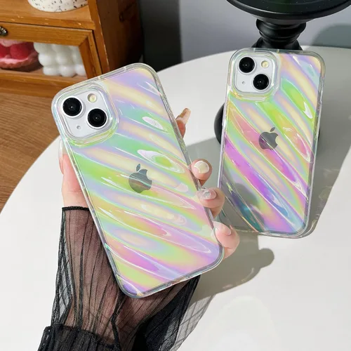 Vista 2 de Caseative Funda para iPhone 11, diseño de ondulación de agua, forma de onda, protección de lente de cámara, funda para teléfono (transparente)
