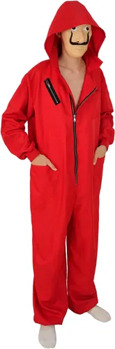 Vista 4 de Conjunto completo de disfraz de fiesta de Halloween unisex rojo