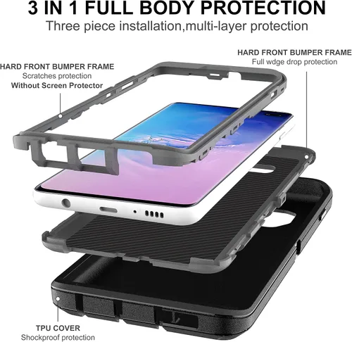 Vista 4 de Funda para Samsung Galaxy S10, protector de pantalla de poliuretano termoplástico autorreparable [2 unidades], protección de cuerpo completo a