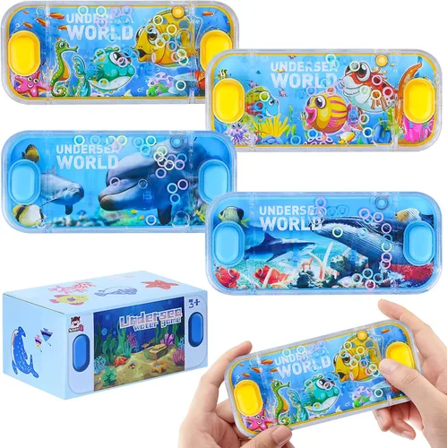 Vista 8 de SevenQ - Juegos de agua portátiles, 4 paquetes, tema de dinosaurios, juego de lanzamiento de anillos de agua, juguete acuático, juego de anillos