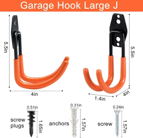 Vista 2 de AOBEN Ganchos de garaje resistentes, ganchos de almacenamiento de acero para garaje, perchas para herramientas y montaje de pared combinable