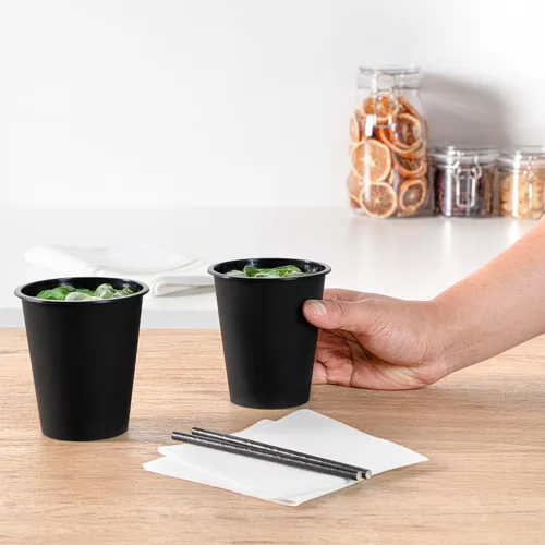 Vista 4 de Restaurantware -Bev Tek Vasos de plástico de 12 onzas, 100 vasos desechables para bebidas – Las tapas se venden por separado, sirven bebidas Negro