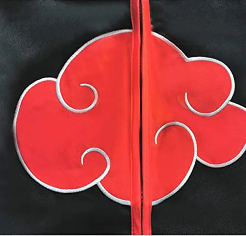 Vista 3 de Akatsuki - Bata larga con capa para hombre disfraz de anime Uchiha Itachi disfraz de Halloween uniforme con anillo de diadema