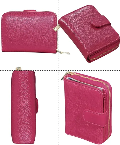 Vista 6 de Beurlike billetera de cuero, con tarjetero con bloqueo RFID, organizador, billetera segura para mujer