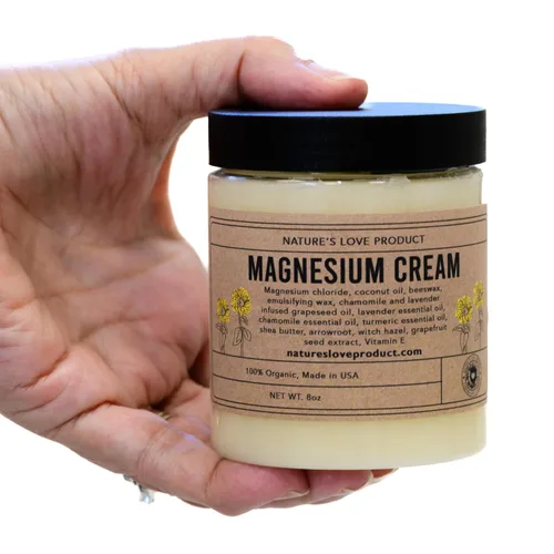 Vista 8 de Nature's Love - Crema de magnesio tópica con ingredientes orgánicos naturales y aceites esenciales, alivio muscular, calambres en las piernas, apoyo