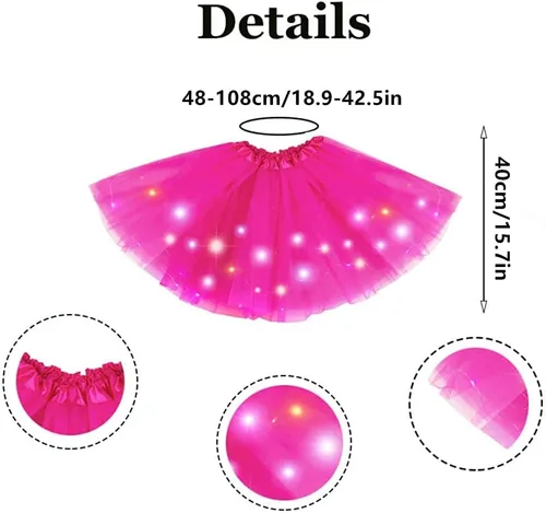 Vista 2 de Faldas de tutú LED para mujer, falda de tul con capas para baile de ballet, faldas iluminadas para disfraz de fiesta