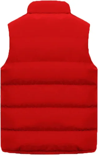 Vista 12 de WENKOMG1 Chaleco con capucha con doble cremallera para hombre, abrigo de color sólido, abrigo cálido y grueso, sin mangas, chaqueta suelta