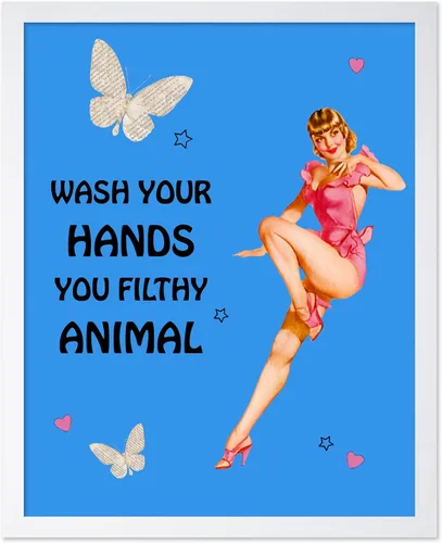 Vista 30 de Poster Master Pin Up Girl Poster - Better Late Than Ugly Print - Butterfly Art - Modern Art - Trendy Art - Gift for Men & Women - Funny Decor for