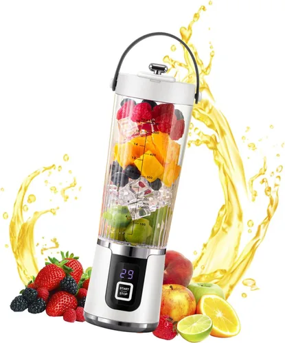 Vista 10 de Máquina de mezcla portátil de 200 W Copa 20.3 fl oz Exprimidor eléctrico Máquina Mezclador de frutas para batidos Multifuncional Smoothie Maker Negro