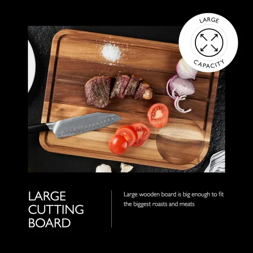 Vista 2 de Cole & Mason Berden - Tabla grande para cortar y tallar - Tabla de cortar de madera - Tabla de cortar con canal de jugo para carnes, verduras
