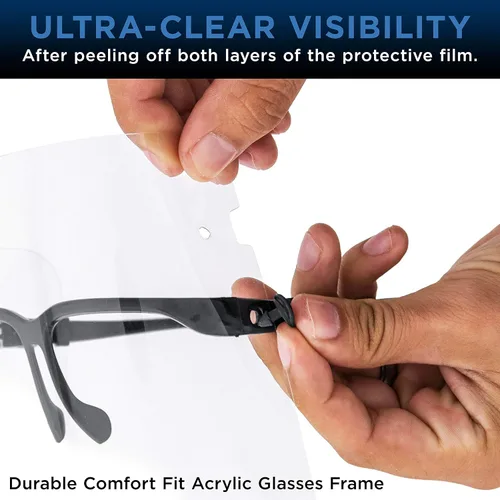 Vista 5 de TCP Global Salon World - Protectores faciales de seguridad con marcos de lentes negros (paquete de 4), protectores ultra transparentes para proteger