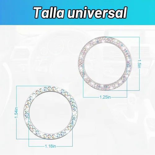 Vista 2 de Calcomanías de anillo de arranque de motor con diamantes de imitación para automóvil, 1 taladro de drenaje único y 1 cubierta de botón de arranque