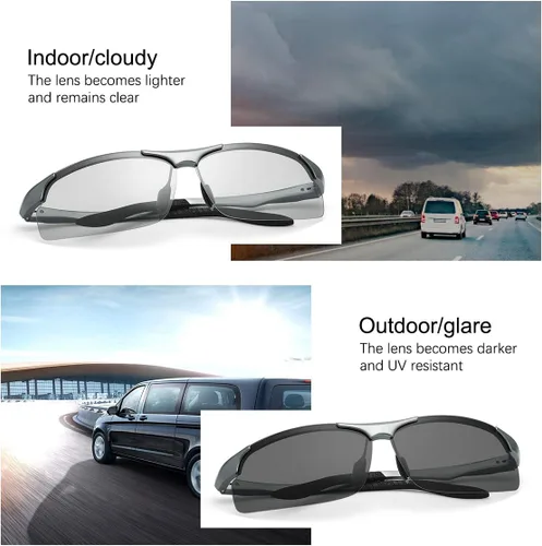 Vista 3 de YIMI Gafas de sol polarizadas fotocromáticas para conducción z87 para hombres y mujeres gafas de seguridad de día y noche