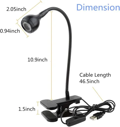 Vista 5 de Luz negra LED de 3 W, 395 NM, cuello de cisne flexible, luz negra UV para detección de satén, lámpara para póster de luz negra, fiesta de luz negra