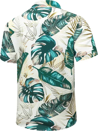 Vista 3 de Camisa hawaiana de Navidad para hombre, con botones, manga corta, ropa de playa para verano, fiesta de Papá Noel, camisas florales tropicales