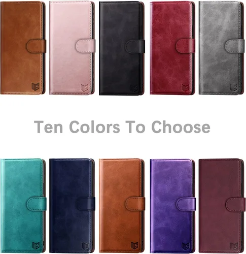 Vista 2 de SUANPOT Funda de piel tipo cartera para Samsung Galaxy Note 10 de 6.3 pulgadas con bloqueo RFID, soporte para tarjetas de crédito, libro de folio