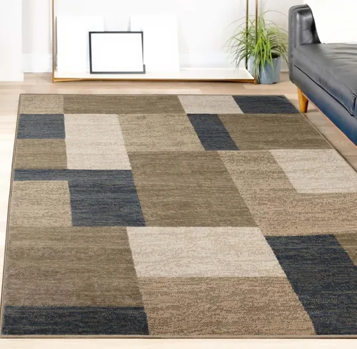 Vista 15 de BLUENILEMILLS Fiji - Colección de alfombras contemporáneas para interiores, alfombra geométrica de retazos moderna con respaldo de yute duradero