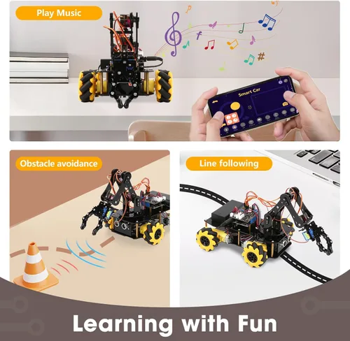 Vista 6 de ACEBOTT Robotics para niños de 12 a 16 años, paquete de expansión de brazo robot, kit de codificación de juguetes STEM compatible con Arduino y Negro