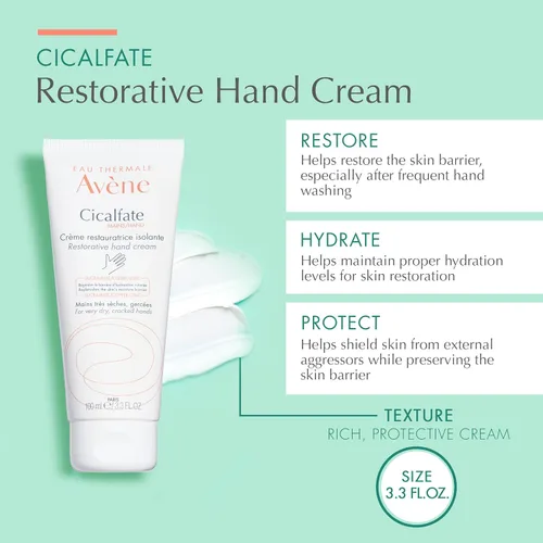 Vista 2 de Avène Crema de manos Cicalfate, loción nutritiva intensa para manos secas y agrietadas, 3.3 onzas