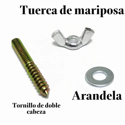 Vista 4 de Pernos de suspensión 1/4-20 x 2 Tornillo de doble cabeza con tuercas de ala para muebles de madera