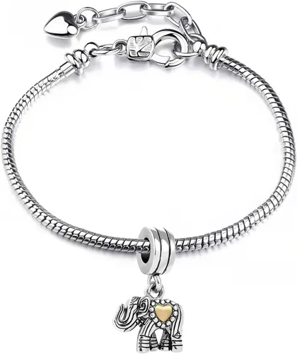 Vista 2 de TGLS Abalorio de elefante de la suerte compatible con pulseras Pandora
