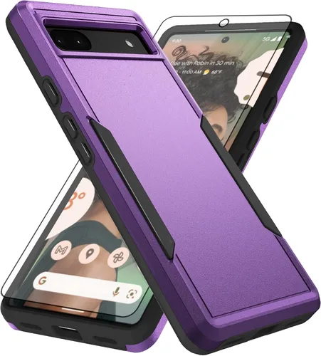 Vista 7 de Asuwish Funda para teléfono para Pixel 6A con protector de pantalla de vidrio templado y delgada híbrida de cuerpo completo, protector móvil