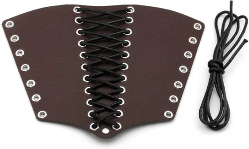 Vista 16 de MILAKOO 2 unids hombre negro cuero ancho guantelete pulsera de sujeción brazo armadura brazalete ajustable