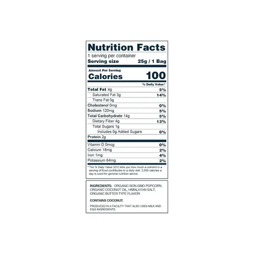Vista 5 de LesserEvil Himalayan Gold - Palomitas de maíz orgánicas, sin ingredientes artificiales, aceite de coco, 0.88 onzas (paquete de 25)