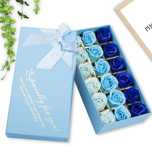 Vista 5 de Juego de 18 piezas de jabón de baño perfumado floral con pétalos de rosas, aceite esencial para plantas, el mejor regalo para mujeres, niñas, mamá