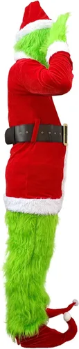 Vista 3 de Christmas Green Big Monster Costume -8pcs Furry Santa Costume Suit Furry Outfit Adult Men and Women