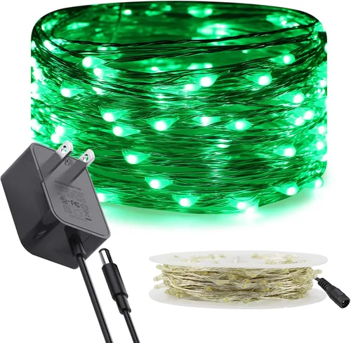 Vista 16 de RUICHEN Luces de Hadas de Alambre Plateado Enchufables de 33 Pies, Cadena de 100 Luces LED con Carrete, Azul Waterproof, Silver Coated Copper Wire