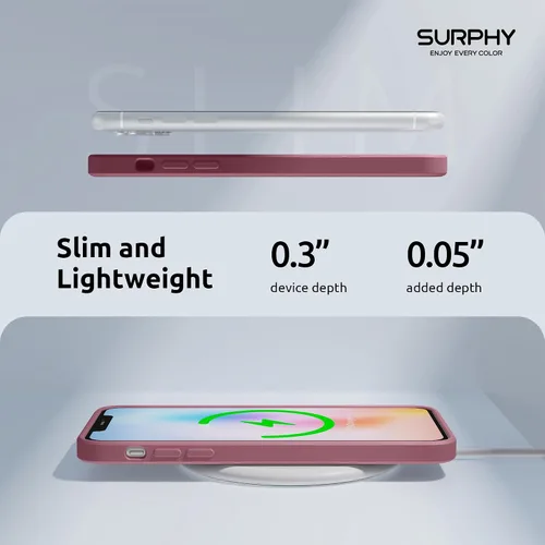 Vista 6 de SURPHY Funda con diseño para iPhone 11 Pro Max con protección para cámara, diseño de borde recto, silicona líquida delgada, color morado lila Lila