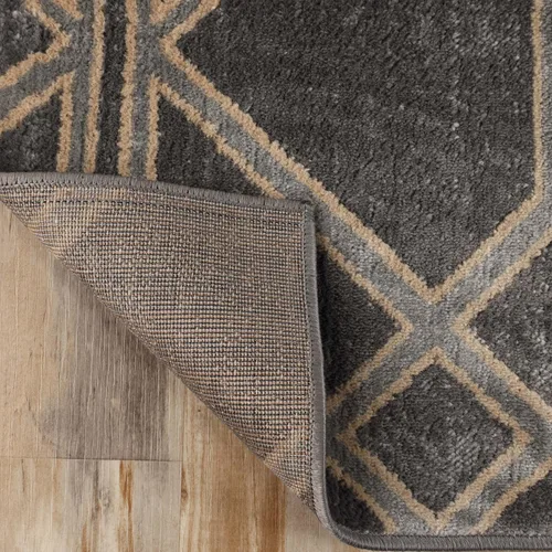 Vista 5 de Superior Alfombra de área de 2 x 3 pies y 0.394 in de altura con respaldo de yute, tejida a la moda y asequible colección Abner, color negro