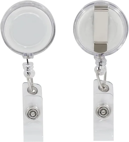 Vista 3 de Paquete de 10 carretes retráctiles para insignias, soporte transparente con clip para médicos, enfermeras, profesores, estudiantes, trabajadores