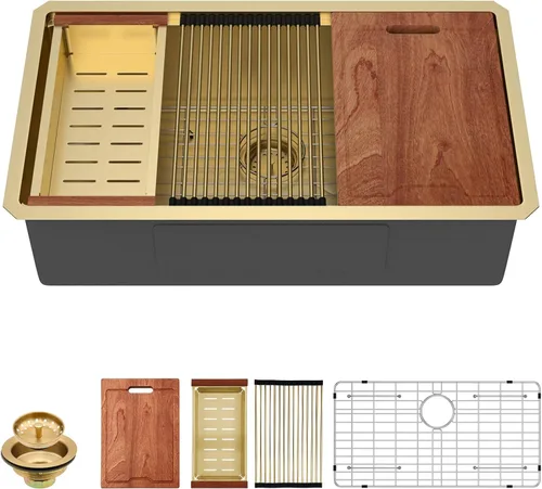 Vista 32 de Lordear - Fregadero de barra de 12 pulgadas bajo montaje, estación de trabajo, calibre 16, T304, 12 x 15, acero inoxidable, fregadero de cocina