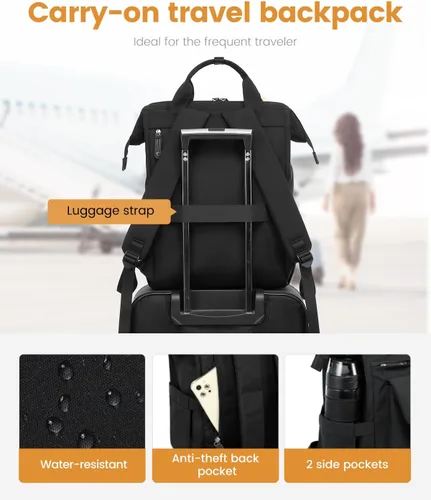 Vista 5 de LOVEVOOK - Mochila para laptop, para viaje de trabajo, bolso de enfermera, profesor, médico, viajero, para computadora de negocios, mochila