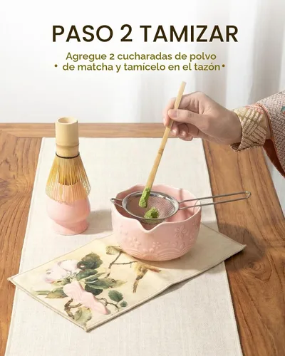 Vista 4 de SIMPLETaste Juego de batidor Matcha para amantes de las machas (rosa)